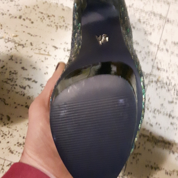 Sparking green and gold flecks highheel shoes - Picture 7 of 7